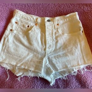 Levi’s 501s white denim shorts